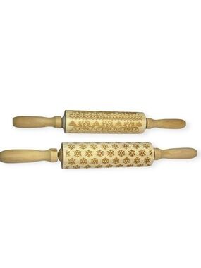 3D Engraved Christmas Wooden Rolling‎ Pins Elk Deer Snowflake